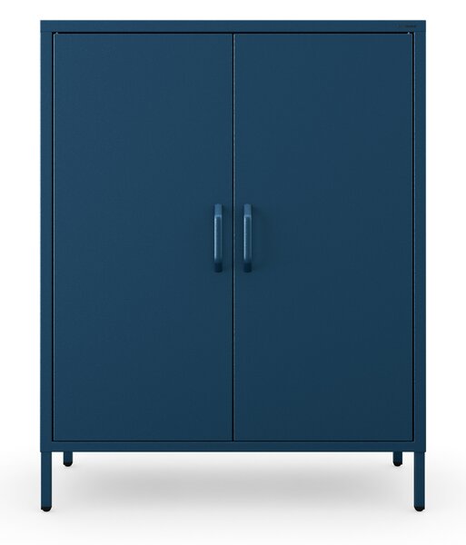Kovová nízká skříňka s policemi VITO, 800 x 1015 x 400 mm, Modern: tmavě modrá barva