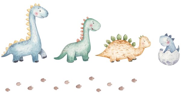 Dětská postel LUK 140 × 70 cm s úložným šuplíkem a ochrannou zábranou – motiv dinosauři