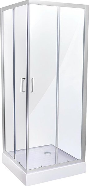 Sprchový kout Belvit, rohový sprchový kout s posuvnými dveřmi a vaničkou 80 x 80 x 200 cm