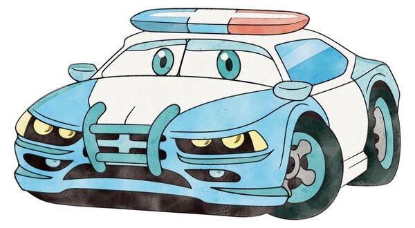 Dětská postel LUK 140 × 70 cm s ochrannou zábranou – motiv policie