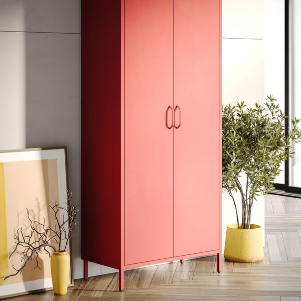 Šatní skříň FLAVIO, 800 x 1850 x 450 mm, Modern: červená barva