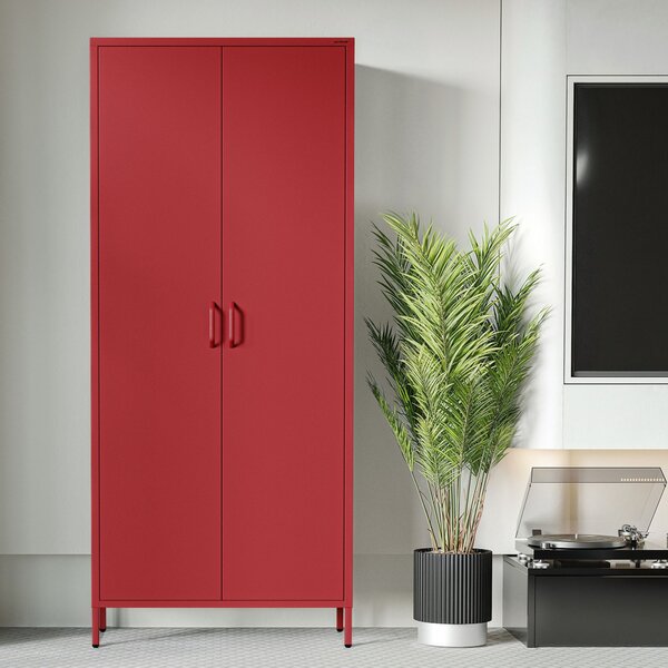 Šatní skříň FLAVIO, 800 x 1850 x 450 mm, Modern: červená barva