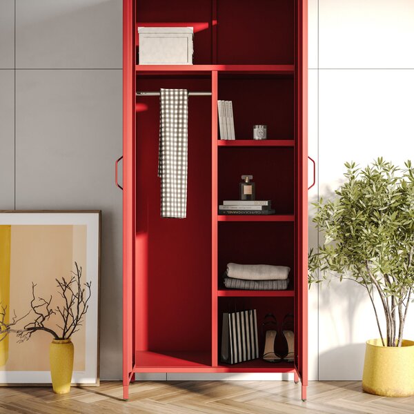 Šatní skříň FLAVIO, 800 x 1850 x 450 mm, Modern: červená barva