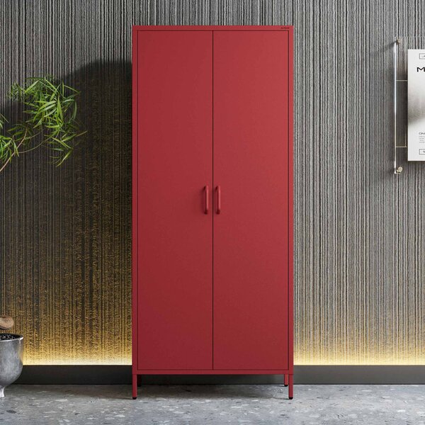 Šatní skříň FLAVIO, 800 x 1850 x 450 mm, Modern: červená barva