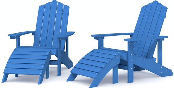 Zahradní křesla Adirondack 2 ks s podnožkami HDPE akvamarínová 3095699