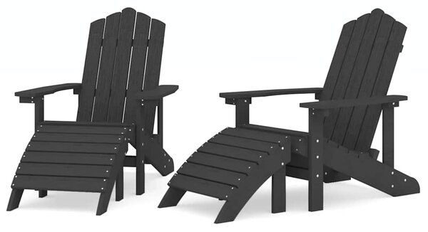 Zahradní křesla Adirondack 2 ks s podnožkami HDPE antracitová 3095697