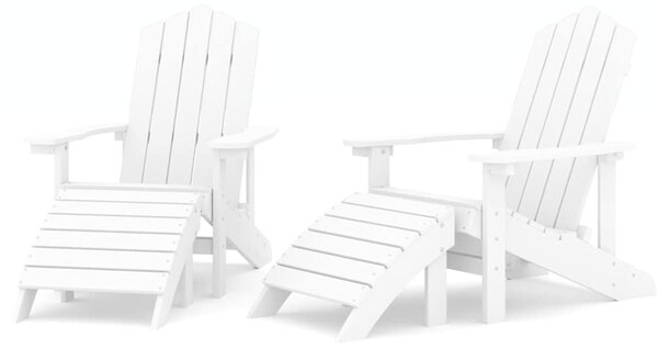 Zahradní křesla Adirondack 2 ks s podnožkami HDPE bílá 3095696
