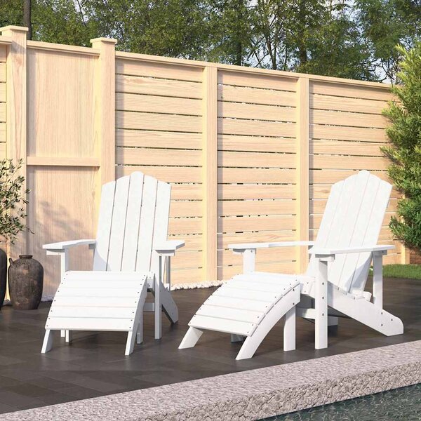 Zahradní křesla Adirondack 2 ks s podnožkami HDPE bílá 3095696
