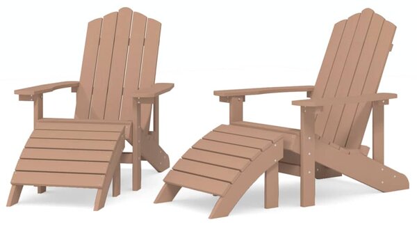Zahradní křesla Adirondack 2 ks s podnožkami HDPE hnědá 3095698