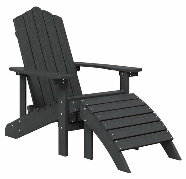 Zahradní křesla Adirondack 2 ks s podnožkami HDPE antracitová 3095697