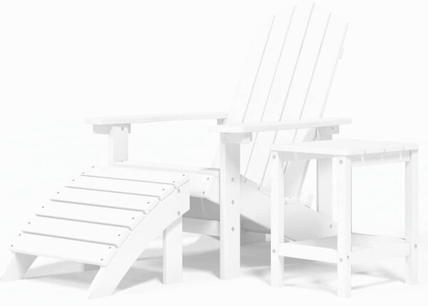 Zahradní křeslo Adirondack s podnožkou a stolkem HDPE bílé 3095708
