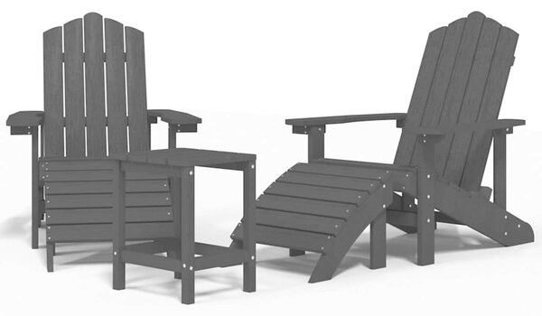 Zahradní křesla Adirondack + podnožka a stolek HDPE antracitová 3095713