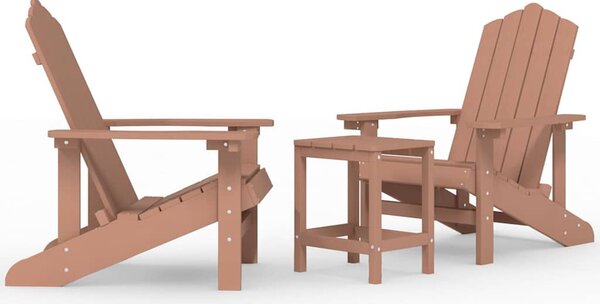 Zahradní křesla Adirondack se stolkem HDPE hnědá 3095706