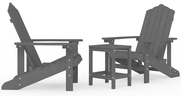 Zahradní křesla Adirondack se stolkem HDPE antracitová 3095705