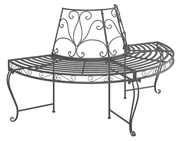Půlkruhové lavice kolem stromu 2 ks Ø 160 cm černé ocel 3095716