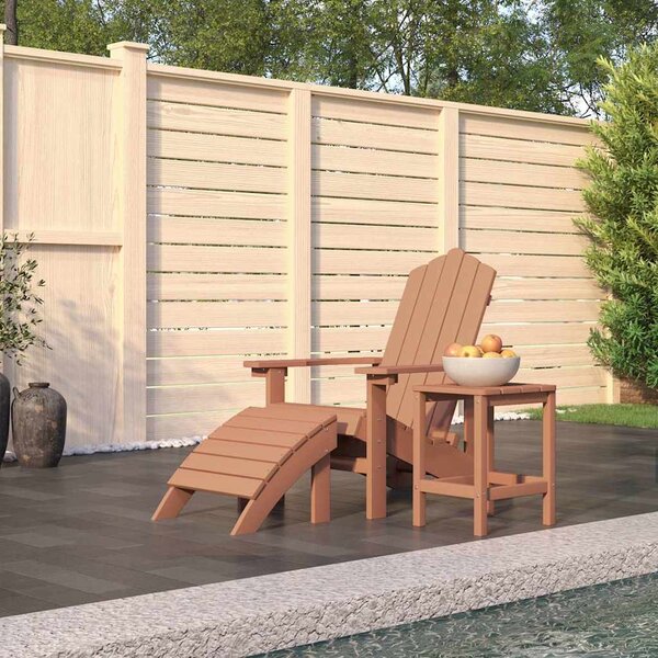 Zahradní křeslo Adirondack s podnožkou a stolkem HDPE hnědé 3095710
