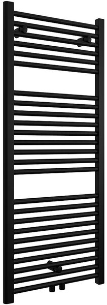 Koupelnový radiátor Lincoln - středové připojení 50mm/boční - 366W - černá matná - 1200x500 mm