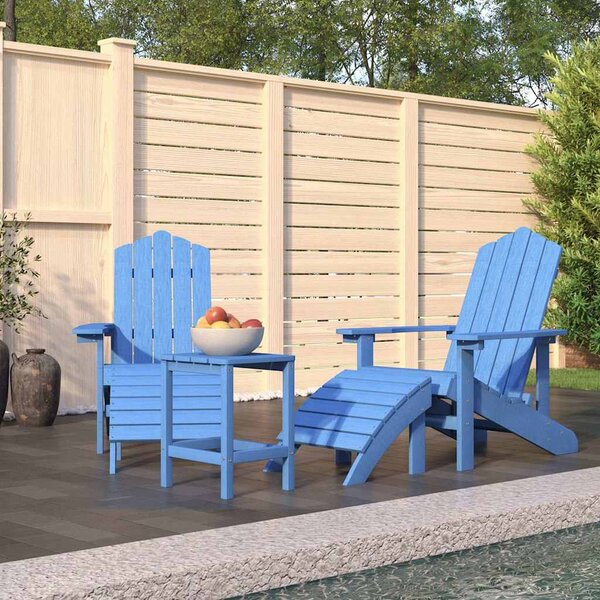 Zahradní křesla Adirondack + podnožka/stolek HDPE akvamarínová 3095715
