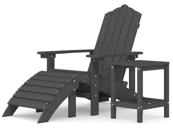 Zahradní křeslo Adirondack + podnožka a stolek HDPE antracitové 3095709