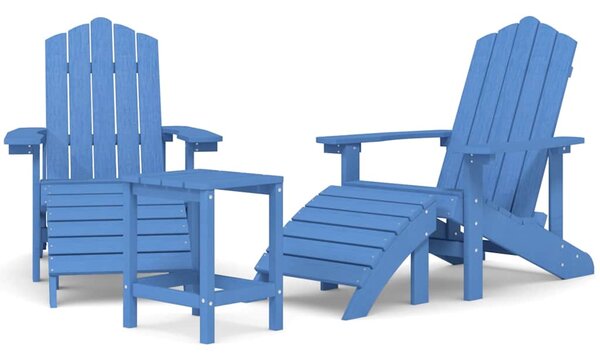 Zahradní křesla Adirondack + podnožka/stolek HDPE akvamarínová 3095715
