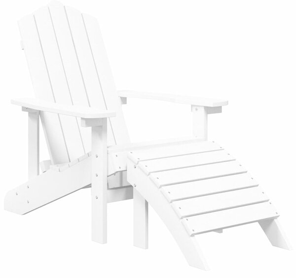 Zahradní křeslo Adirondack s podnožkou a stolkem HDPE bílé 3095708