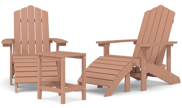Zahradní křesla Adirondack s podnožkou a stolkem HDPE hnědá 3095714