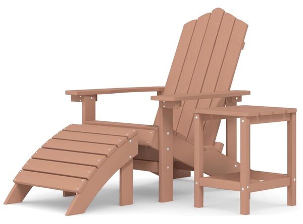 Zahradní křeslo Adirondack s podnožkou a stolkem HDPE hnědé 3095710
