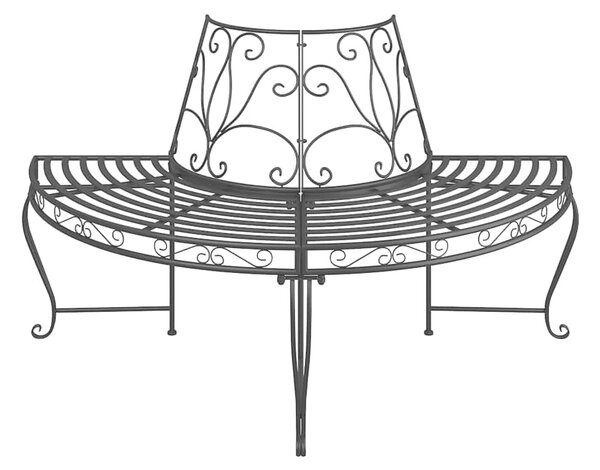 Půlkruhové lavice kolem stromu 2 ks Ø 160 cm černé ocel 3095716