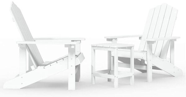 Zahradní křesla Adirondack se stolkem HDPE bílá 3095704