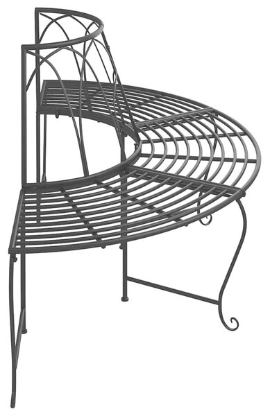 Půlkruhové lavice kolem stromu 2 ks Ø 159 cm černé ocel 3095717