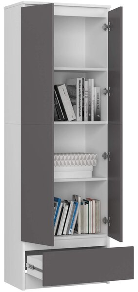 Ak furniture Knihovna R 60 cm CLP bílá/grafitová