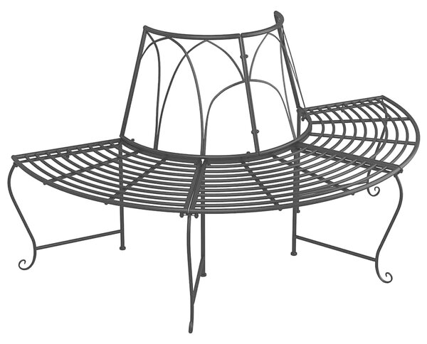 Půlkruhové lavice kolem stromu 2 ks Ø 159 cm černé ocel 3095717