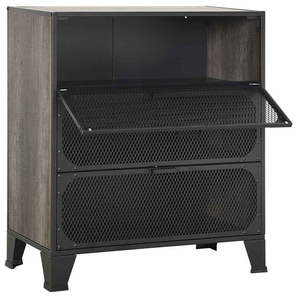 Úložné skříně 2 ks šedé 72 x 36 x 82 cm kov a MDF 3095972
