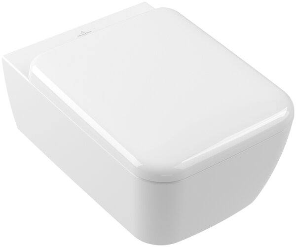 Villeroy & Boch Skyla wc mísa se sedátkem s pomalým sklápěním závěsná bez splachovacího kruhu s vírovým splachováním bílá lesk 4682CL01