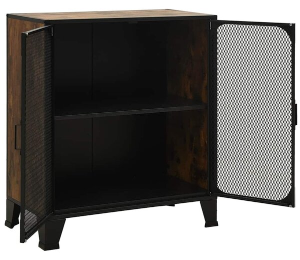 Úložné skříně 2 ks rustikálně hnědé 72 x 36 x 82 cm kov a MDF 3095969