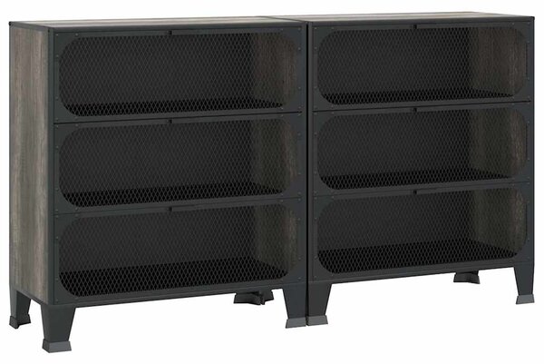 Úložné skříně 2 ks šedé 72 x 36 x 82 cm kov a MDF 3095972
