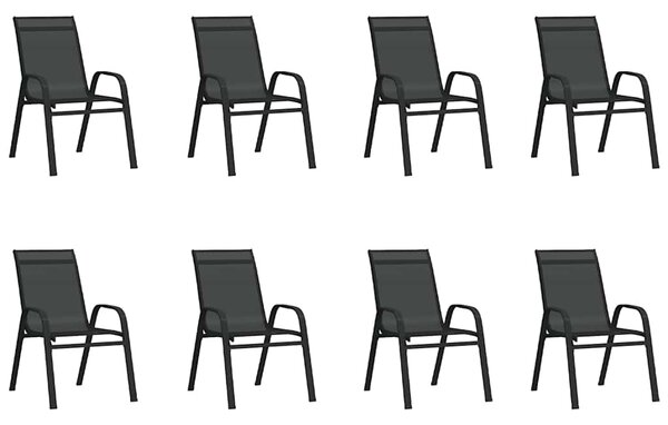 9dílný zahradní jídelní set černý 3095974