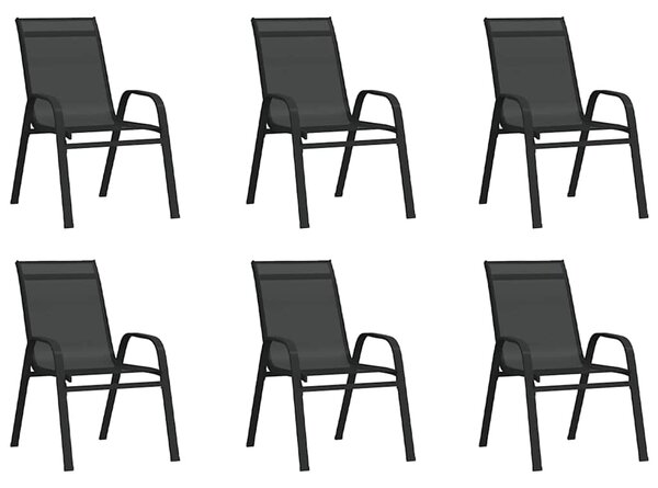 7dílný zahradní jídelní set černý 3095986