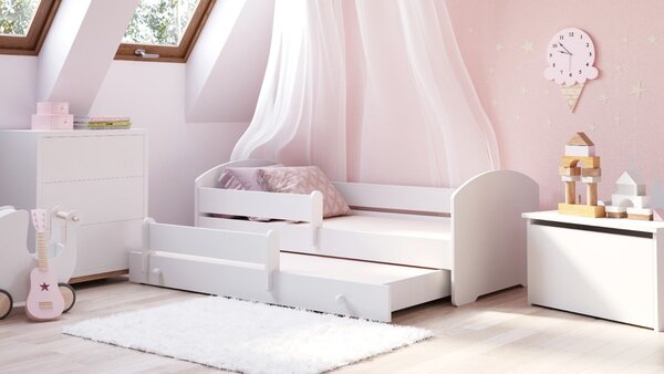Dětská postel se dvěma lůžky LUK 160 × 80 cm s úložným šuplíkem a ochrannou zábranou