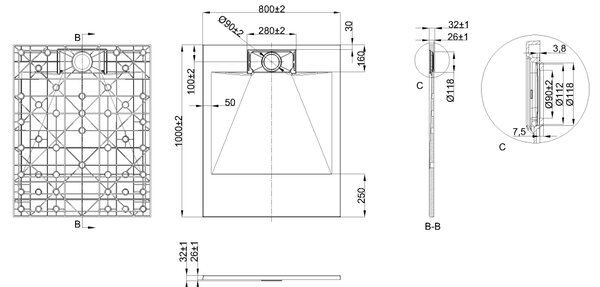 Invena Alvero obdélníková sprchová vanička 100x90 cm bílá AK-7B-910