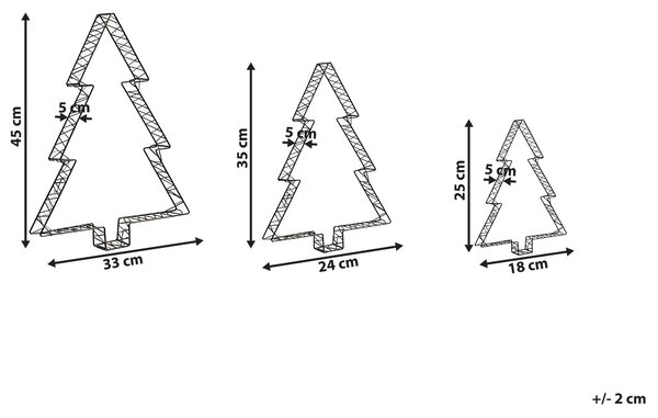 Venkovní dekorace LED LOFSEN Vánoční stromek 45/35/25 cm Černá