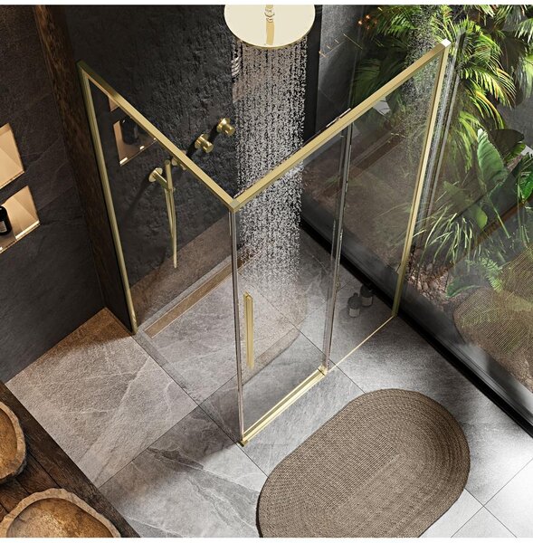 Rea Solar Brush Gold sprchový kout 90x90 cm čtvercový zlatá kartáčovaný/průhledné sklo REA-K9500