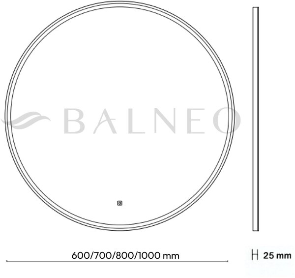 Balneo Sun zrcadlo 70x70 cm kulatý s osvětlením s vyhřívací podložkou L0101020404-2