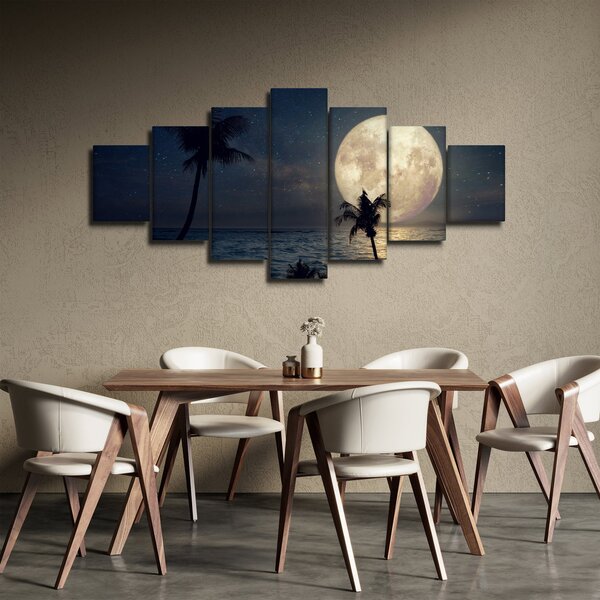 Obraz - Pláž za úplňku (210x100 cm)