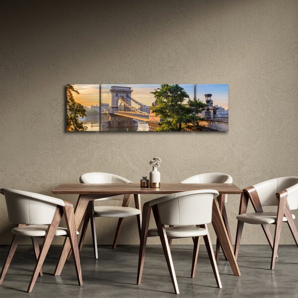 Obraz - Most přes řeku, Budapešť, Maďarsko (170x50 cm)