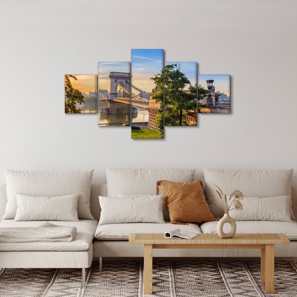 Obraz - Most přes řeku, Budapešť, Maďarsko (125x70 cm)