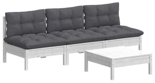 4dílná zahradní sedací souprava a antracitové podušky borovice 3096083