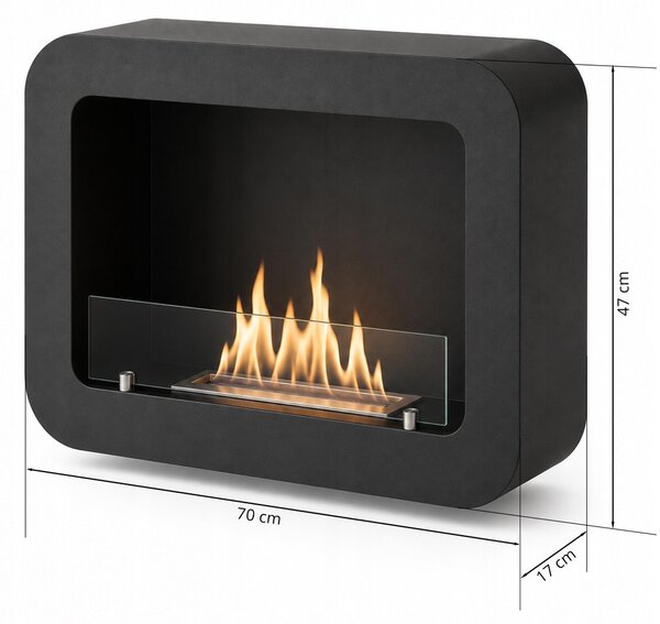 EstiloHome Bioetanolový nástěnný krb Milano 70 cm, černý – nástěnný krb s 1 hořákem