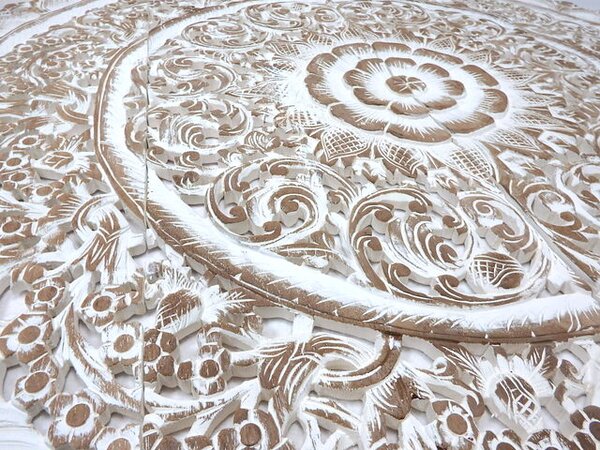 Závěsná dekorace MANDALA 120 cm, béžová, teakové dřevo (Masterpiece ruční práce)