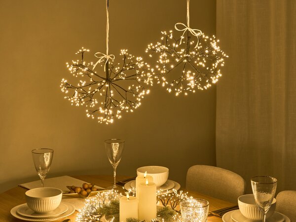 Sada 2 závěsných dekorací LED RACKSTA 30/25 cm Jmelí Černá